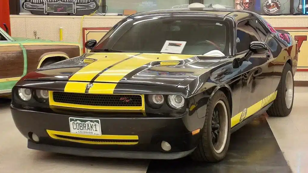 Auction vehicle displayed on a showroom floor